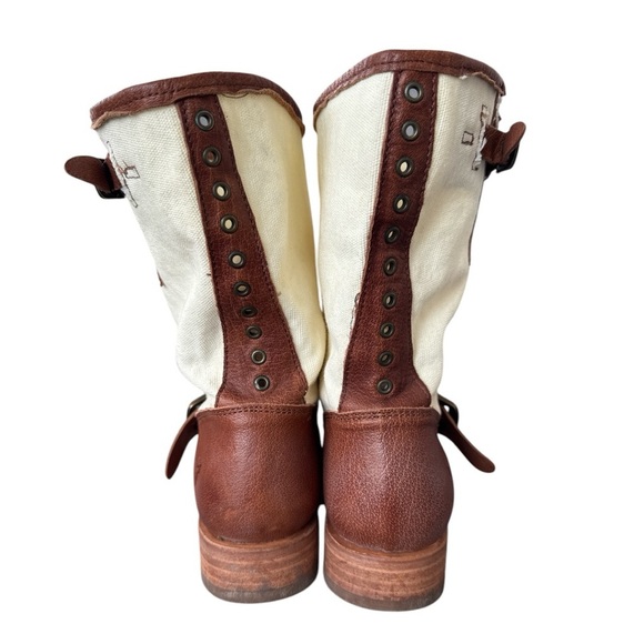 Frye Veronica Short Grommet Leather Canvas Boot Size 9.5 - Picture 4 of 12